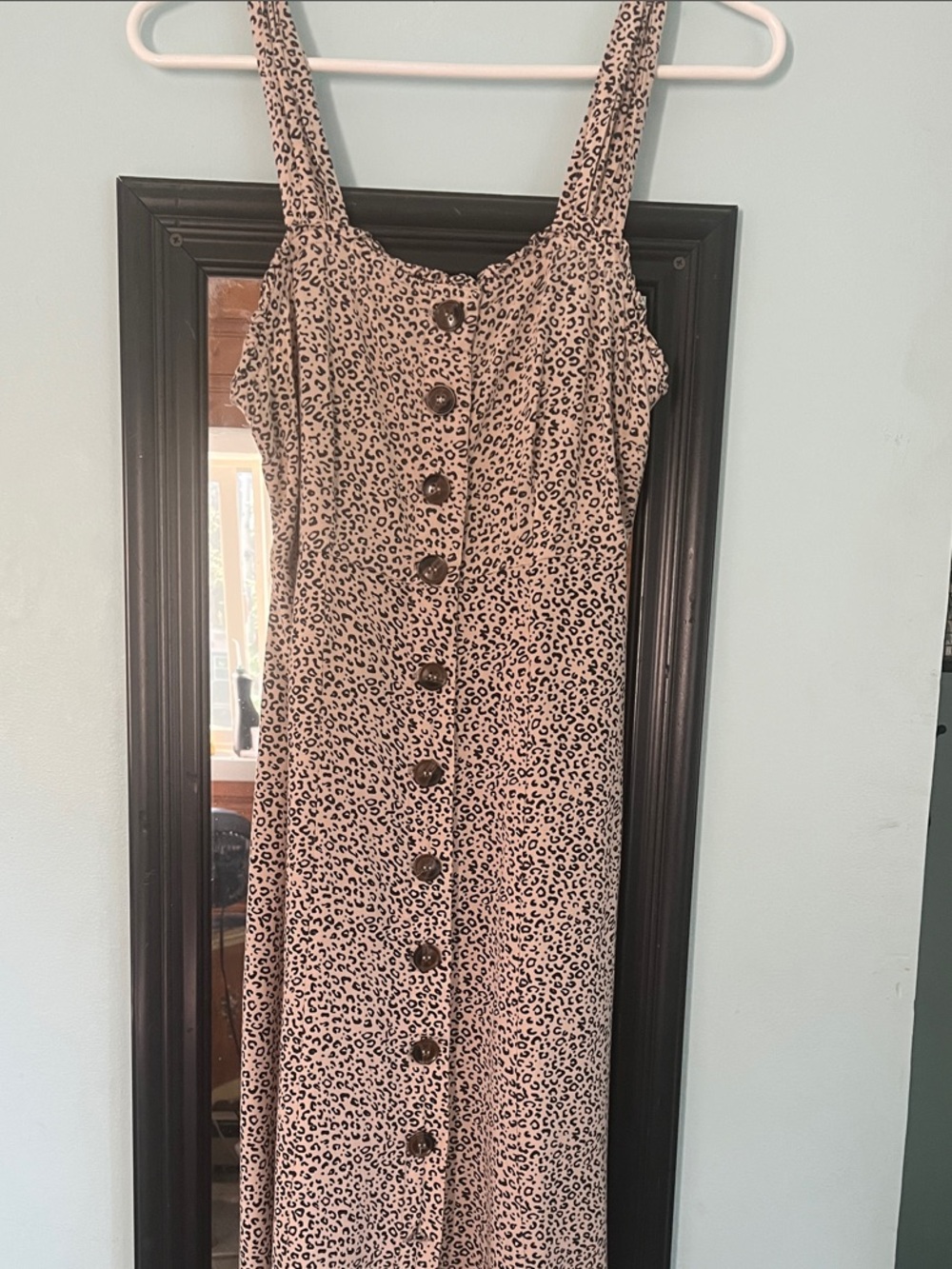 Japna Cream & Black Leopard-Print Button-Front Maxi Dress